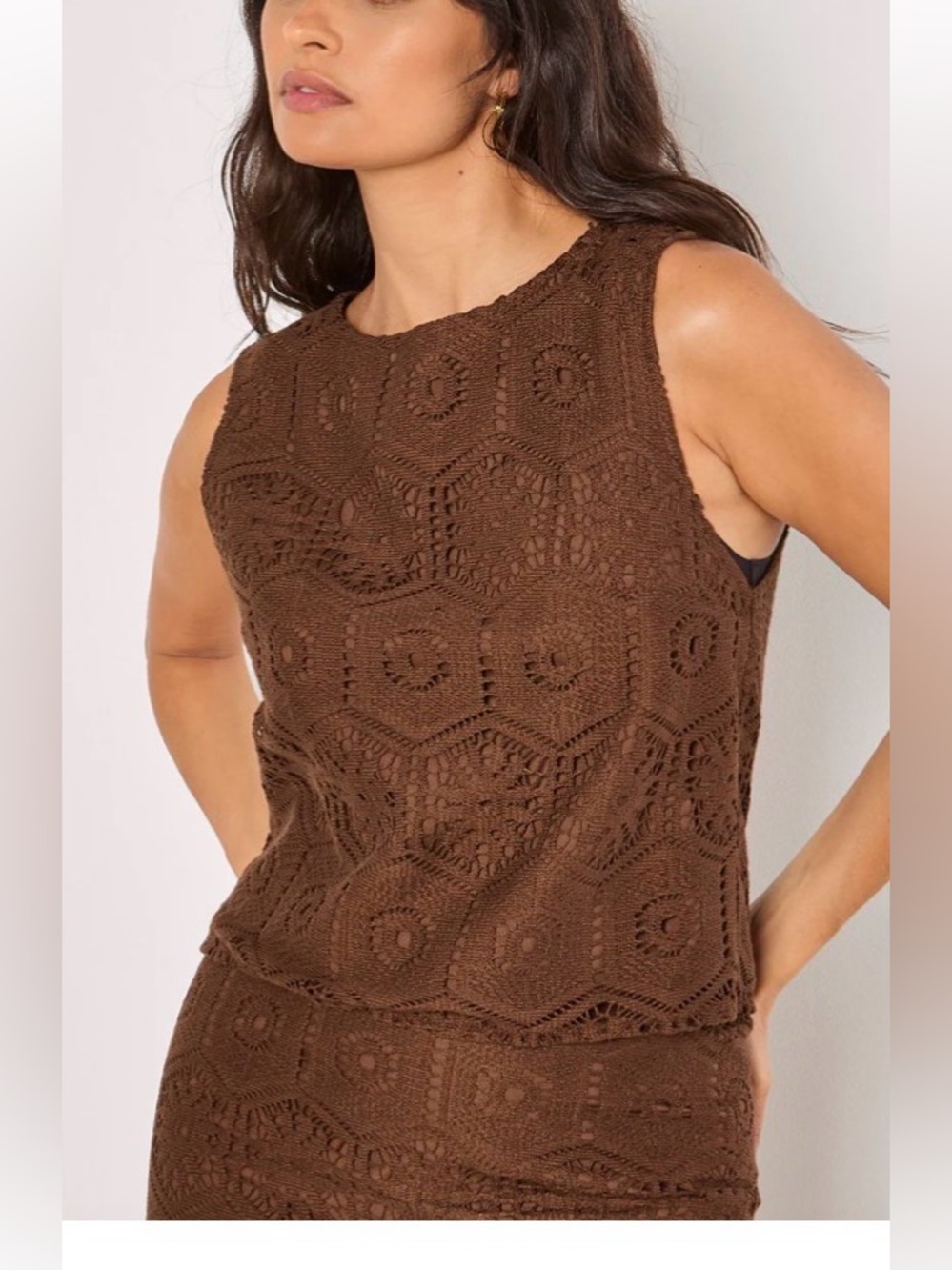 NWOT Lace Crop Tank Womens 4 Brown Boho